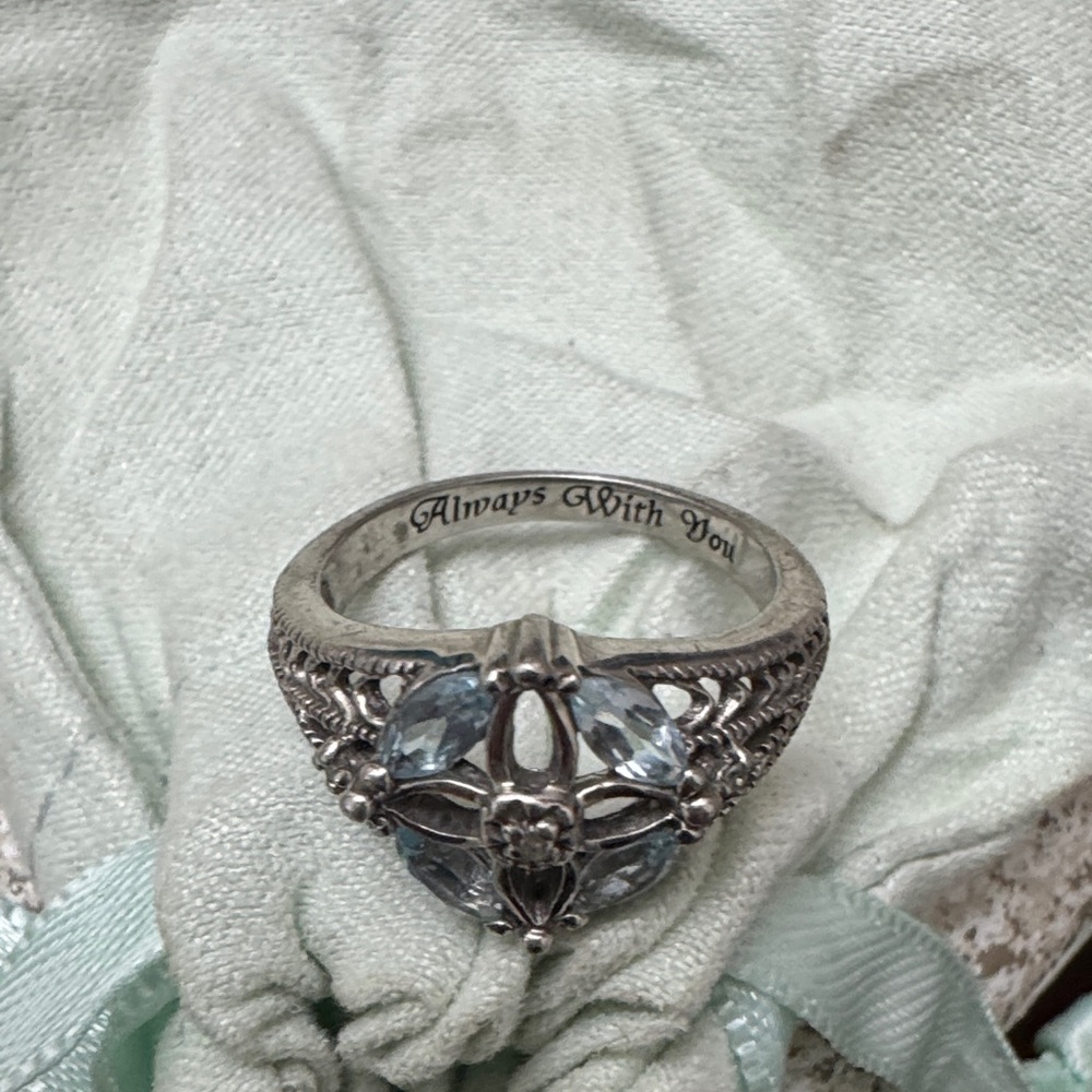Elegant Silver Ring with Blue Gemstones